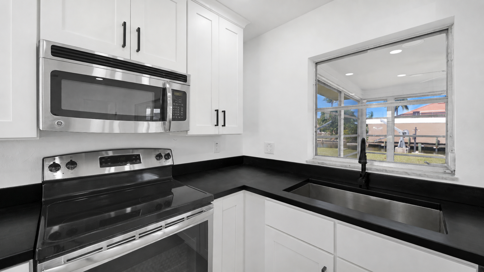 Updated kitchen overlooking boat lift